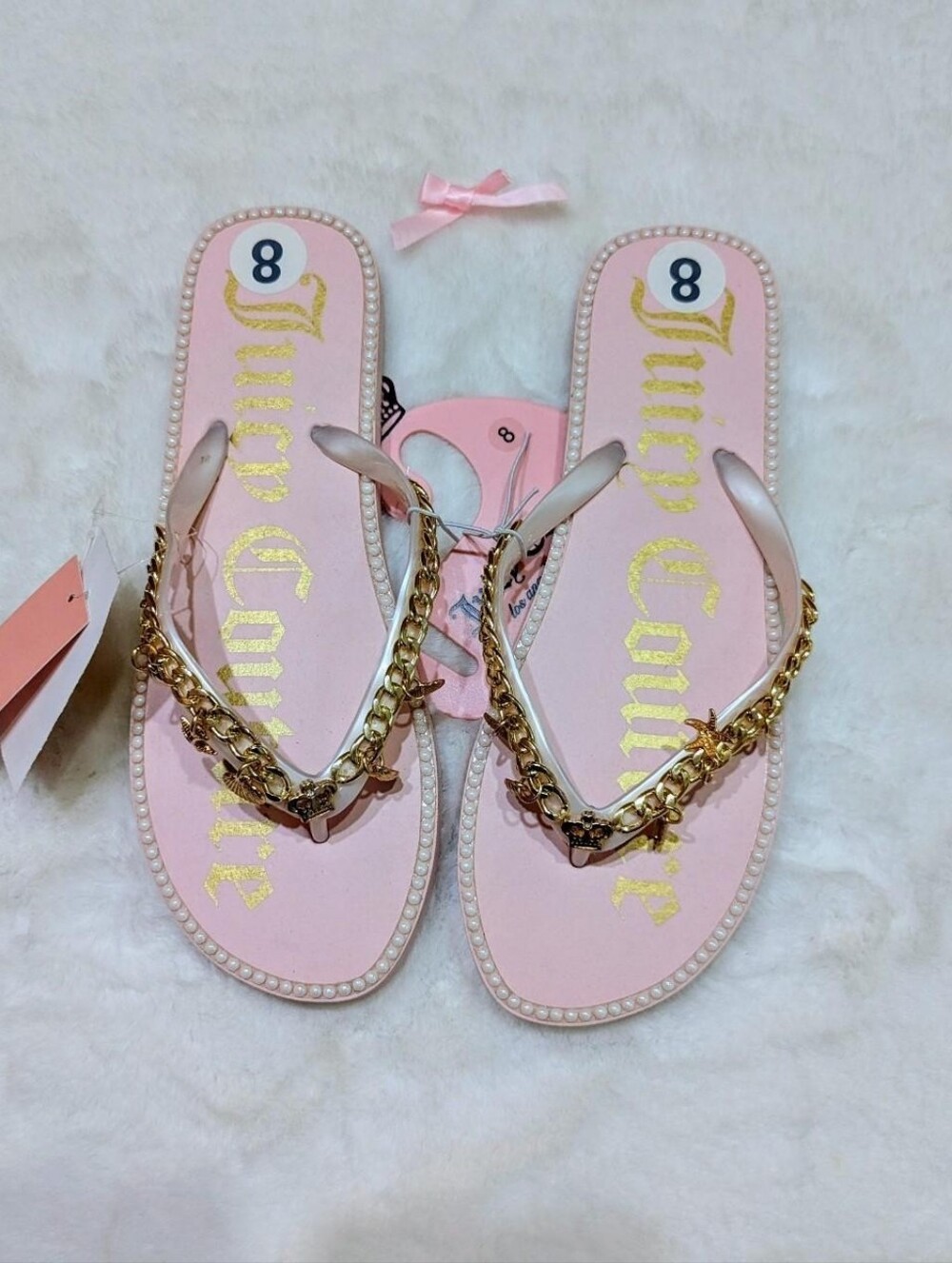 Juicy Couture Charm Flip Flops – Size US 8– NWT